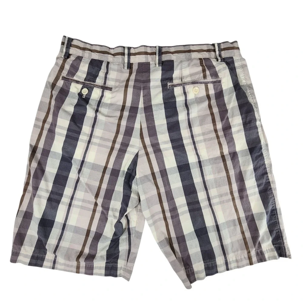 Banana Republic Short sz 34 Men Bermuda Plaid Gray Brown 10.5